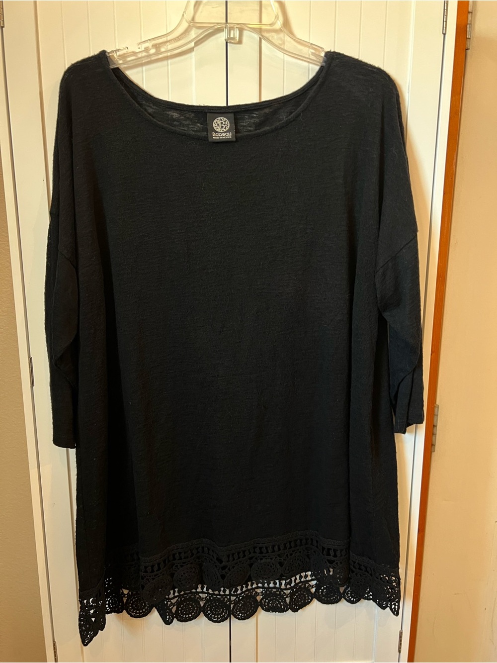 bobeau Black Crochet Hem Tunic